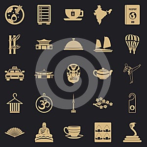 Dish icons set, simple style