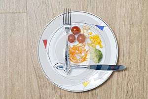 Dish with knife and fork and healthy food