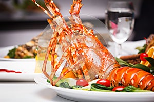 Dish of lobster roasted