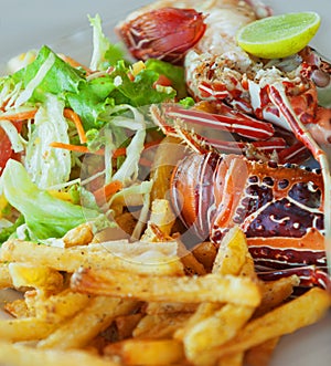 Dish - lobster with vegetables