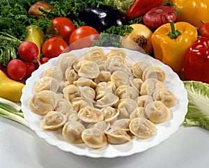 Dish with meat dumplings