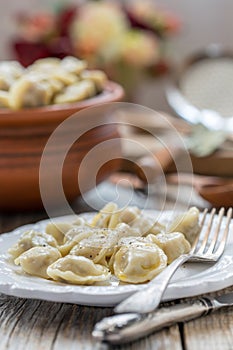 Dish with meat dumplings.