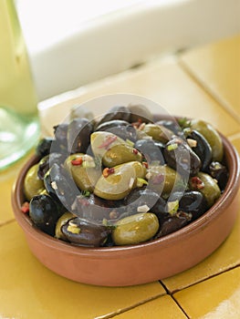 Dish of Mixed Marinated Olives photo