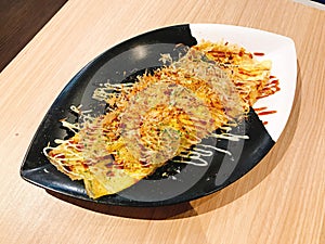 Dish of Okonomiyaki.