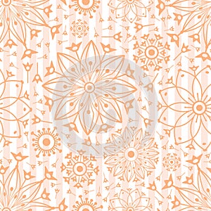 Dish pattern cicle flower orange seamless pattern photo