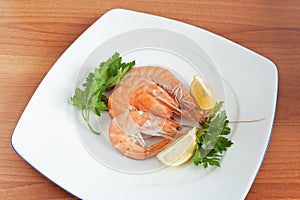 Dish with prawns