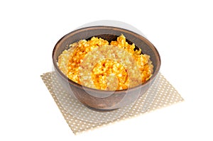 Dish of pumpkin and rice cereals, diet porridge