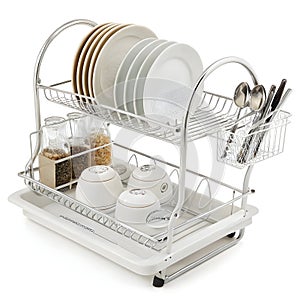 Dish rack isolated on white background