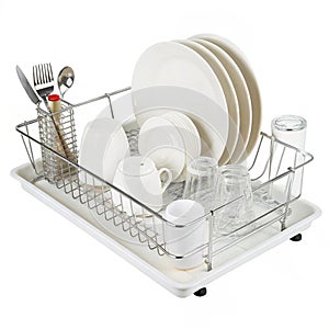 Dish rack isolated on white background