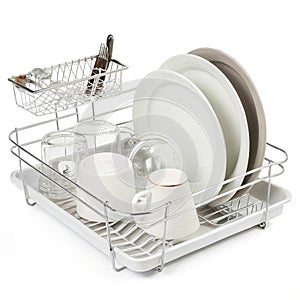 Dish rack isolated on white background