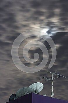 The radio-aerials on sky background