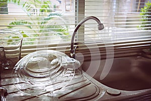 Dish sink in kitchen room