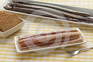 Dish with smoked eel