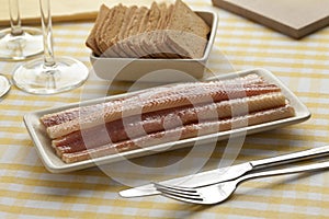 Dish with smoked eel