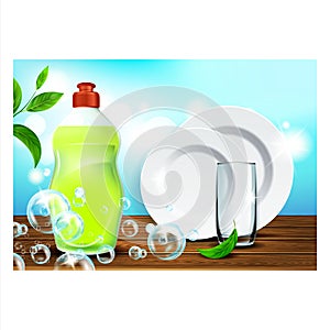 Dish Soap Detergent Promotional Poster Vector Illustration