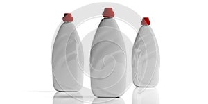 Dish soap, dishwashing detergent in white blank bottles, isolated on white background. 3d illustration
