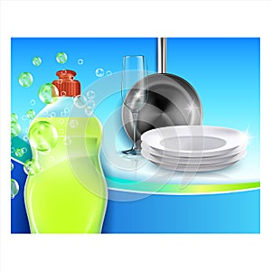 Dish Soap Liquid Creative Advertise Banner Vector