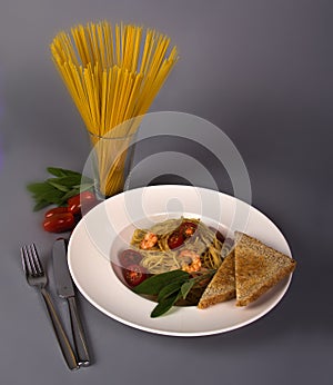 Dish of spaghetti