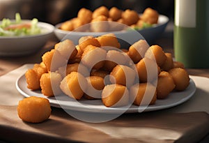 the dish Tater tots on the wooden table close-up