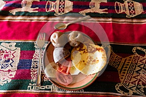 Dish on the Titicaca lake near Puno, Peru