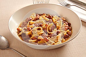 Dish of traditional Italian pasta and beans