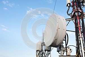 Dish VHF antennas against the blue sky photo