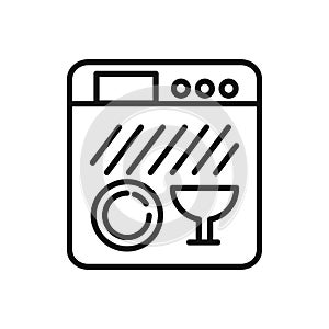 Dish Washer Icon Black And White Illustration