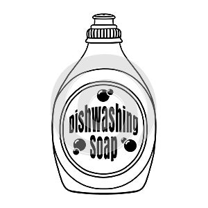 Dish washing soap black and white illustration