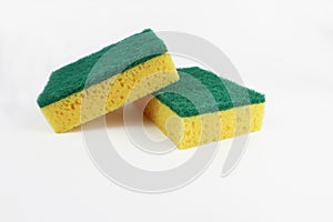 Dish washing sponge, isolated on white background