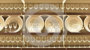 Dish with wine glasses in store Ikea photo