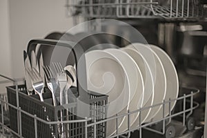 Dishes on dishwashing machine