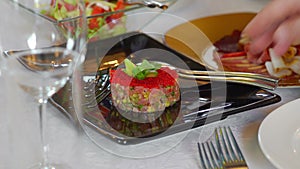 Dishes on the table in a restaurant