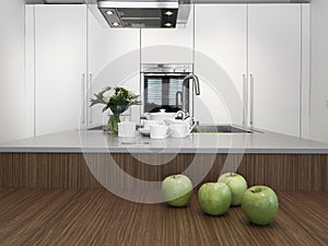 Dishes on the worktop in a modern kitchen