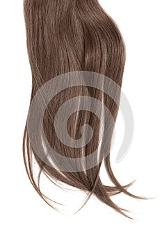 Disheveled brown hair isolated on white background