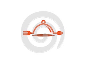 Dishfood with spoon and fork for logo design illustration
