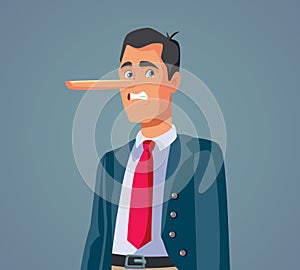 Liar Businessman Being Dishonest Vector Cartoon Character photo