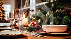 Dishware and crockery set for winter holiday family dinner, Christmas homeware decor for holidays in the English country