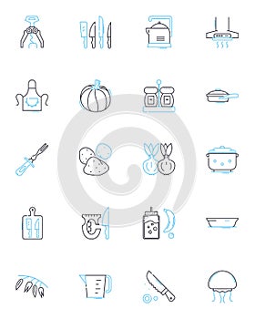 Dishware linear icons set. Plate, Bowl, Cup, Saucer, Spoon, Fork, Knife line vector and concept signs. Platter,Serving