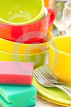 Dishware. Wash and cleaning.