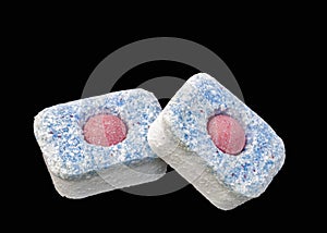 Dishwasher detergent tablets macro isolated