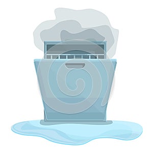 Dishwasher fixing service icon cartoon vector. Repair appliance