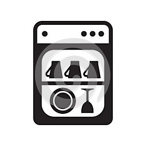 Dishwasher home appliance black isolated vector icon.