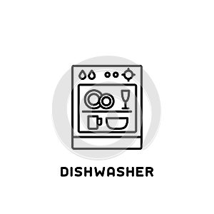 Dishwasher icon in linear style