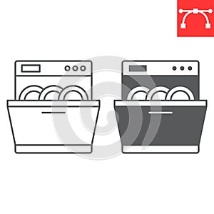Dishwasher line and glyph icon
