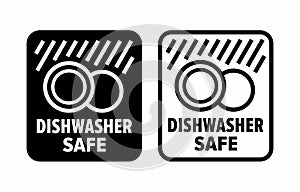 `Dishwasher safe` to high temperature and detergents information sign