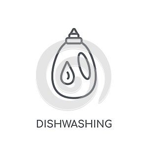 dishwashing detergent linear icon. Modern outline dishwashing de