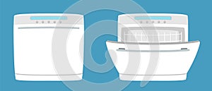 Dishwashing machine simple icon isolated. Household appliance. Kitchen dishwasher for dishes. Flat style.