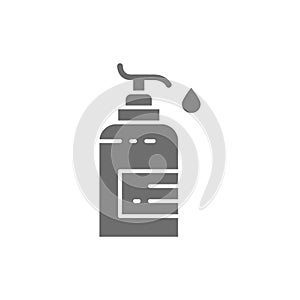 Disinfectant dispenser, liquid soap, hand cream grey icon.
