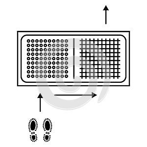 Disinfectant mat. Sanitizing mat. Antibacterial entry rug in outline style. Disinfecting carpet for shoes. Sterile surface. Two-