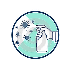 Disinfectant Spray on Coronavirus Icon Retro photo